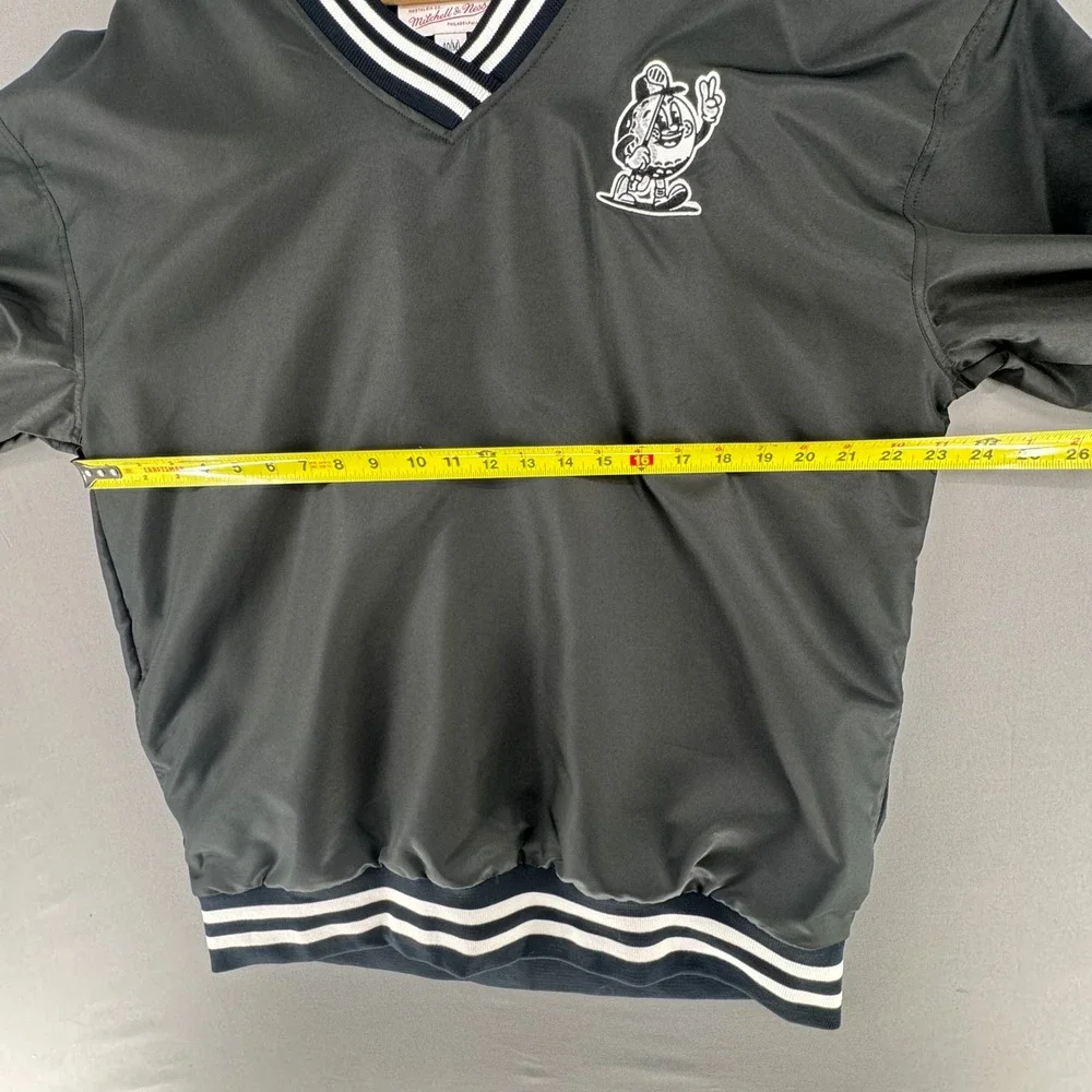 Mitchell & Ness Mens NY Golf Mascot V-Neck Pullover Windbreaker Jacket Black M